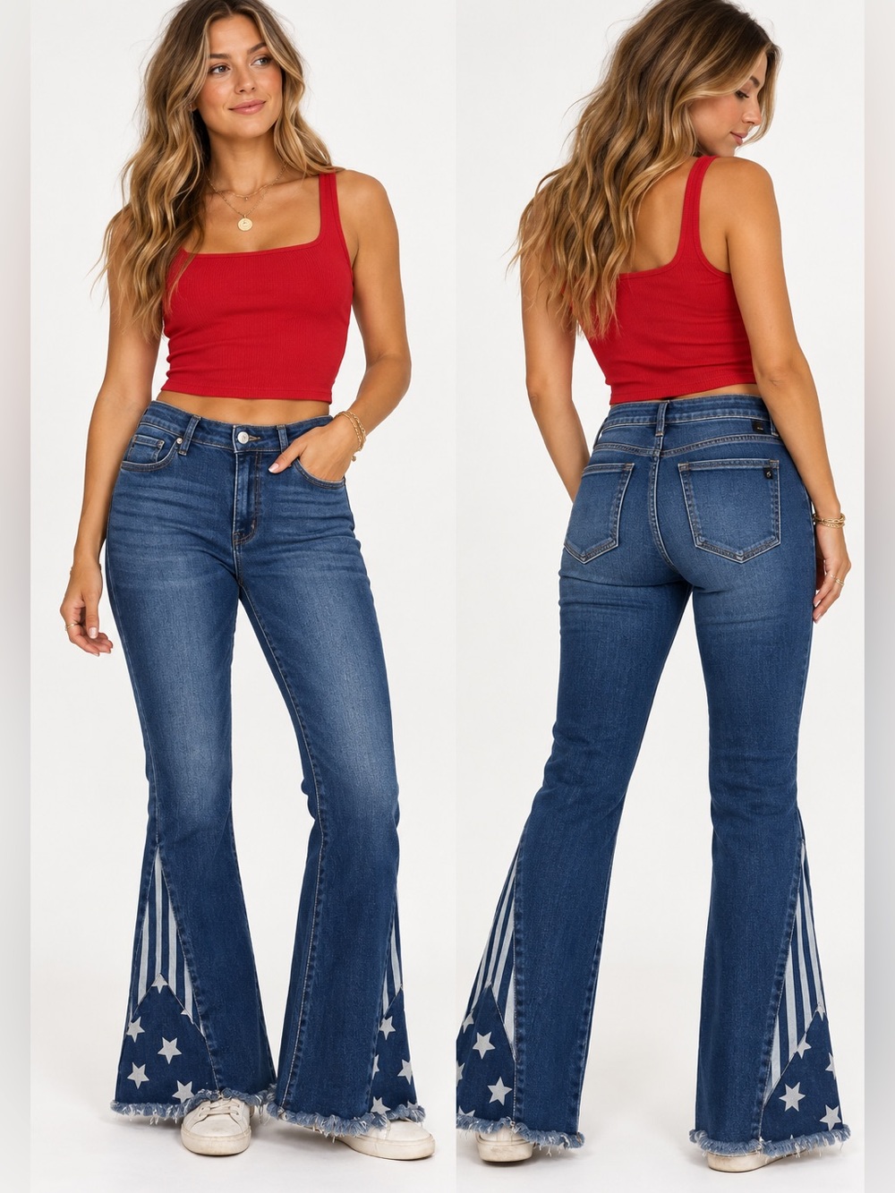 Kancan Wide Leg Flare Patriotic American Flag Jeans 33
